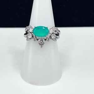 Bomb Party BP Ring Brighten My Day Brazilian Emerald Hematite Size 8